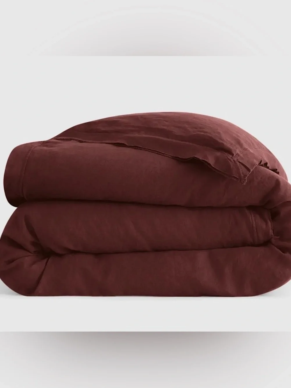 Quince European Linen Double Flange Duvet Cover, Full/Queen (Burgundy)